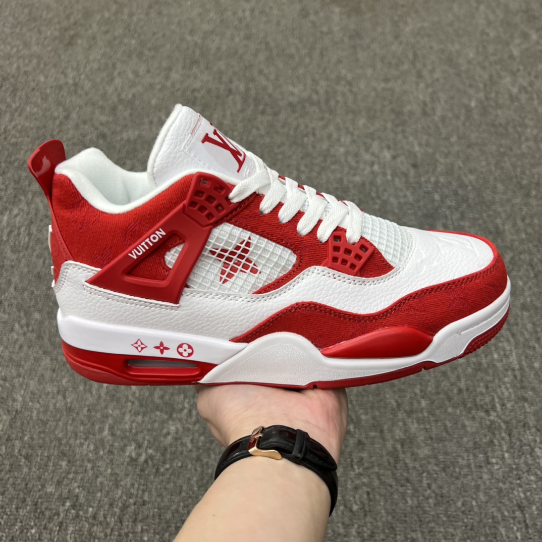 Men's Running weapon Air Jordan 4 Louis Vuitton x White/Red Shoes 0145 Men's Running weapon Air Jordan 4 Louis Vuitton x White/Red Shoes 0145